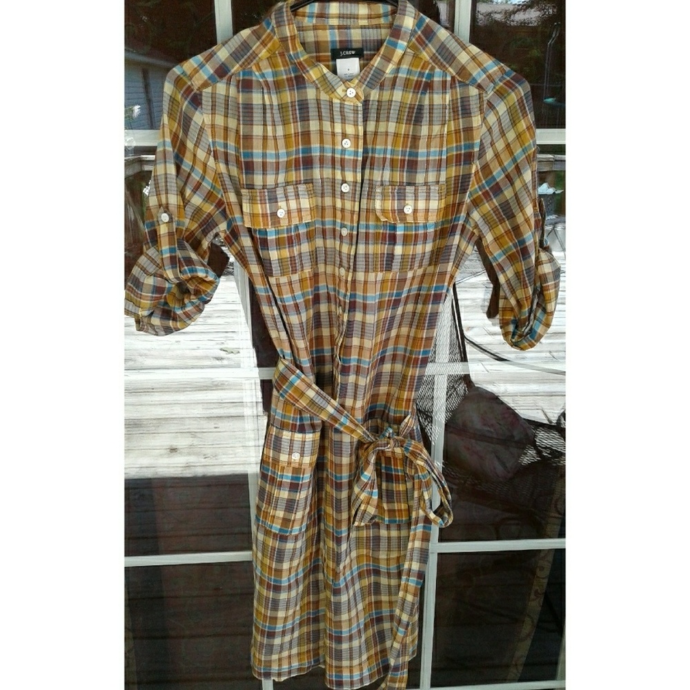 J. Crew Plaid Metallic Shirt Dress NWOT
